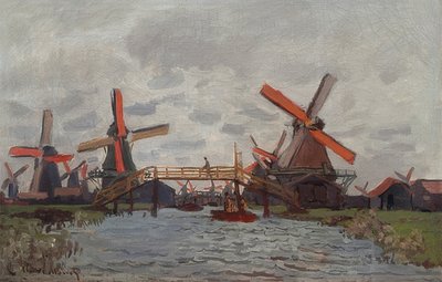 Molinos de viento en Westzijderveld cerca de Zaandam. 1871 de Claude Monet