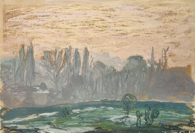 Paisaje Invernal con Cielo Vespertino de Claude Monet