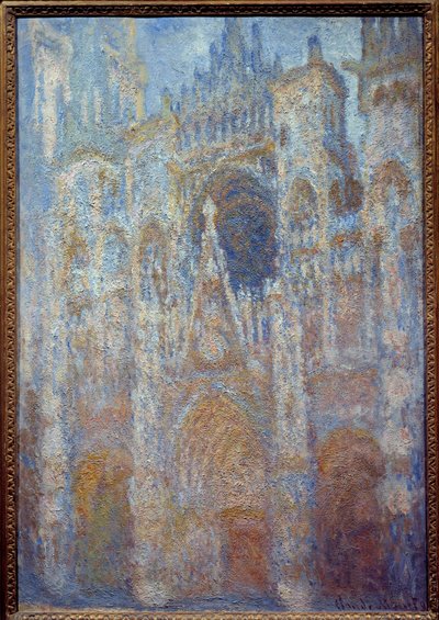 La catedral de Rouen, el portal sol matinal, armonía azul (1893) de Claude Monet