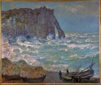 Étretat, mar agitado de Claude Monet