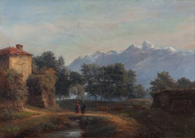 Muros de las murallas de Grenoble del lado de la Île Verte (Óleo sobre lienzo) de Claude Pollet