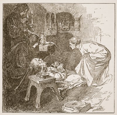 Muerte de Beda, ilustración de 