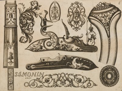 Grabado de Ornamento de Armas de Fuego de Claude Simonin