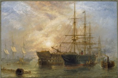 Los barcos de tropas de Su Majestad recibiendo suministros en Portsmouth de Claude T. Stanfield Moore