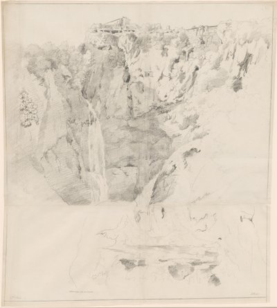 Acantilados con una cascada en Tivoli de Claude Thienon