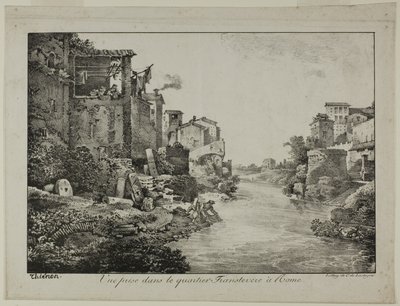 Vista en el barrio de Trastevere, Roma de Claude Thienon