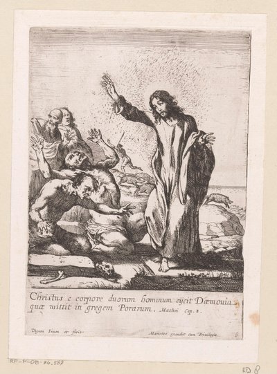 Cristo redime a dos endemoniados de los demonios Miracula Domini Nostri Jesu Christi (título de la serie) Milagros de Cristo (título de la serie) de Claude Vignon