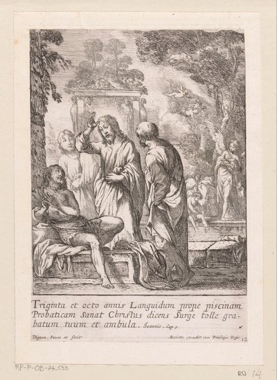 La curación del hombre en el estanque de Betesda Miracula Domini Nostri Jesu Christi (título de la serie) Milagros de Cristo (título de la serie) de Claude Vignon