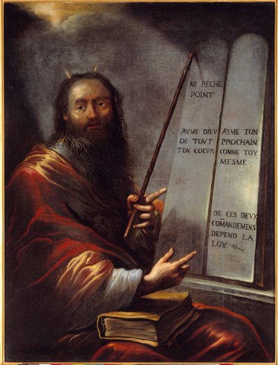 Moisés y las Tablas de la Ley. Pintura de Claude Vignon (1593-1670) siglo XVII Dim. 1,29x0,9 m. Ruan, Museo de Bellas Artes de Claude Vignon