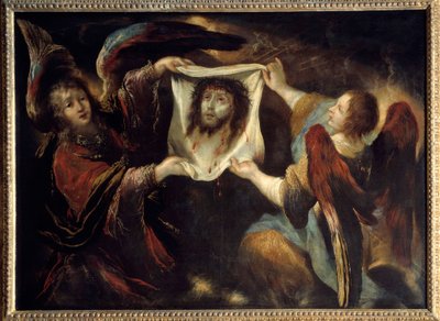 Dos ángeles presentando el santo rostro de Claude Vignon