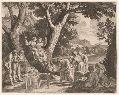 A Game of Boule, lámina 9 de Pastorales de Claudine Bouzonnet Stella