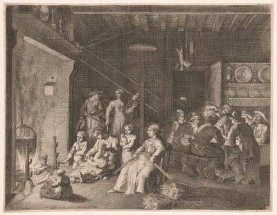 La vigilia en la granja durante el invierno, lámina 16 de Pastorales de Claudine Bouzonnet Stella