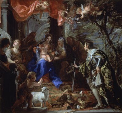 La Virgen y el Niño adorados por San Luis, rey de Francia, c.1665 (óleo sobre lienzo) de Claudio Coello