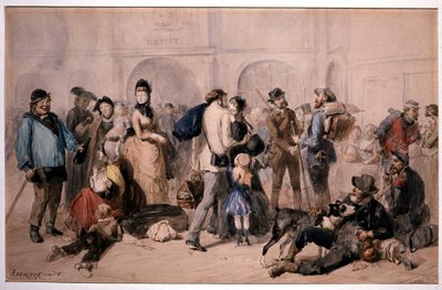 Multitud en el vestíbulo de la Gare de Lyon por Andrieux de Clément Auguste Andrieux