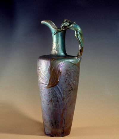Art Nouveau: Lámpara de loza y metal por Clément Massier (1845-1917) de Clement Massier