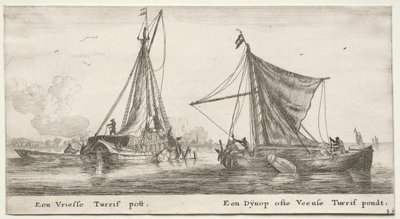 Varios Barcos y Vistas de Ámsterdam (Verscheÿde Schepen en Gesichten van Amstelredam), Parte II: Una Barca de Turba Frisona. El Dÿnop, cerca del Estanque de Turba Veensche de Clement de Jonghe