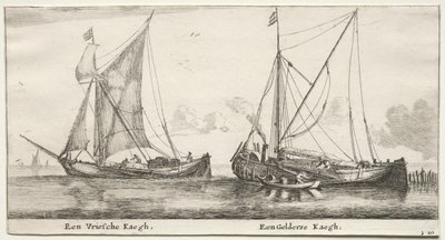 Varios Barcos y Vistas de Ámsterdam, Parte II: Un Bilander Frisón. Un Bilander Geldersche de Clement de Jonghe
