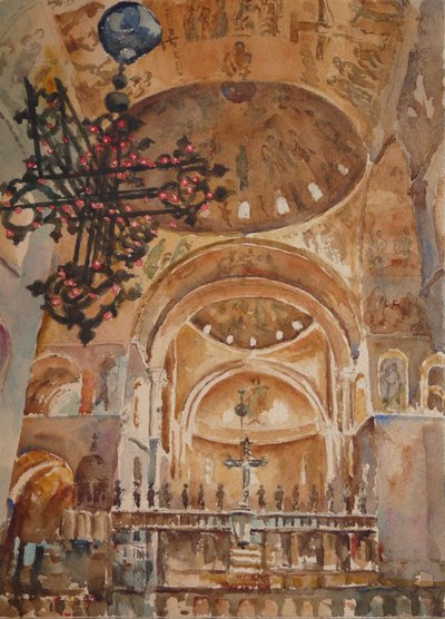 Misa del día de Navidad, St Marks, 2019 (acuarela) de Clive Wilson