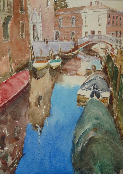Rio Dei Frari, sol de invierno, 2019 (acuarela) de Clive Wilson