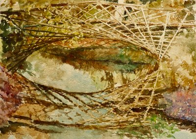 The Kingfisher Bridge, Autumn Colours, 2021 (acuarela) de Clive Wilson