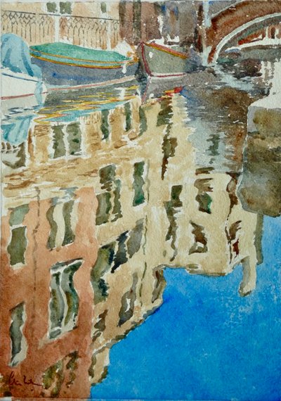 Reflejos invernales, Rio Dei F, 2020 (acuarela) de Clive Wilson