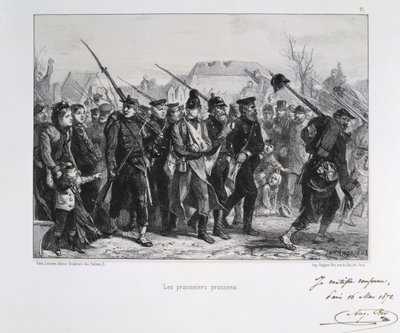 Guerra Franco-Prusiana 1870-1871: Prisioneros de guerra prusianos. De una serie de litografías de Clément Auguste Andrieux sobre las Guardias Nacionales. de Clément Auguste Andrieux