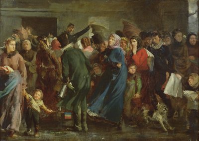 Fila en la carnicería de Clément Auguste Andrieux