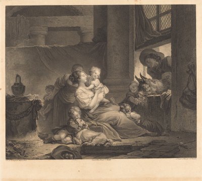 La familia del granjero de Clément Pierre Marillier and Antoine Louis Romanet after Jean Honoré Fragonard
