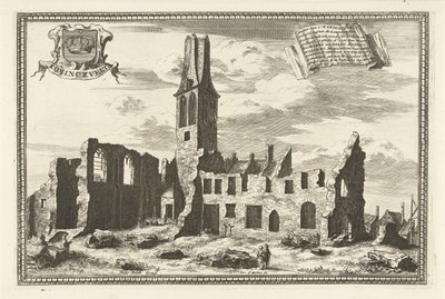 Vista de las ruinas del monasterio Koningsveld Konincxvelt (título sobre objeto) de Coenraet Decker