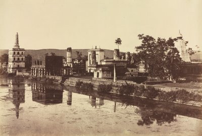 Tanque y Templos en Bunshunkuree, c. 1857 de Col. Thomas Biggs