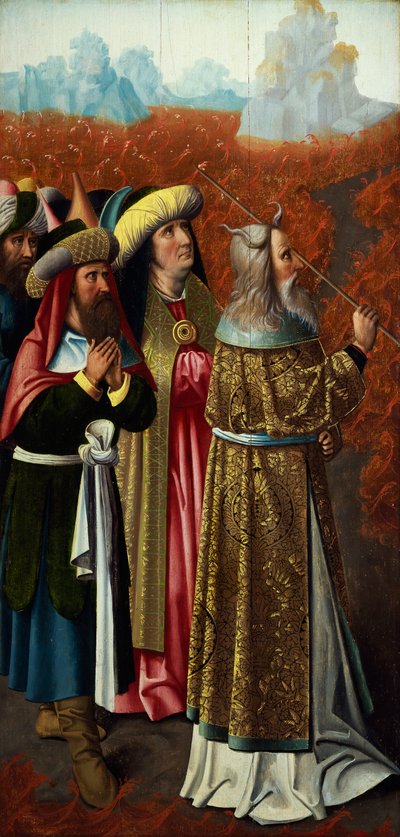Moisés separando las aguas del Mar Rojo, atribuido a Colijn de Coter (1480-circa 1525) de Colijn de Coter