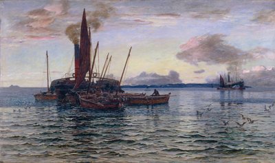 El mercado del arenque en el mar (en Loch Fyne, Argyll) de Colin Hunter