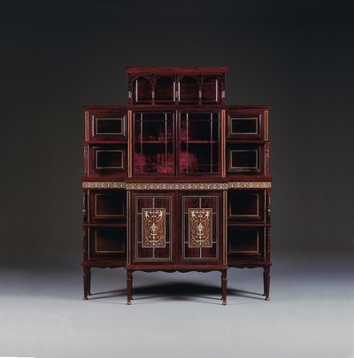 Gabinete chapado en palisandro con incrustaciones de marfil de Collinson and Lock