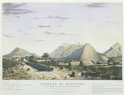 Alturas de Monterrey, Desde el camino de Saltillo mirando hacia la Ciudad, [desde el Oeste,] [La División de Worth moviéndose a posición bajo los cañones del enemigo, después de la acción de "San Jerónimo," en la mañana del 21 de septiembre de 1846]... [No de Colonel Daniel (after) Whiting Powers