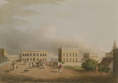 El Antiguo Palacio de Justicia, Calcuta, lámina 17 de Veinticuatro Vistas en Hindostán, grabado por Harradon, publicado por Edward Orme (1774-c.1820) 1805 (aguatinta) de Colonel Francis Swain Ward