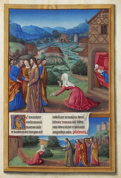 Las Muy Ricas Horas del Duque de Berry, Folio 164r - La Mujer Cananea de Condé Museum