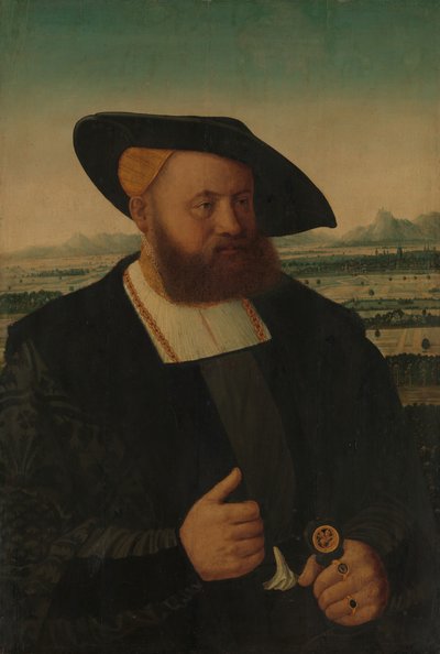 Retrato de un hombre con una cabeza de moro en su anillo de sello de Conrad Faber von Creuznach