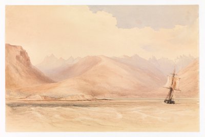 El buque de investigación HMS "Beagle" en el Canal de Beagle, Sudamérica de Conrad Martens