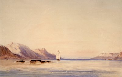 El buque de investigación HMS "Beagle" en el Canal de Beagle, Tierra del Fuego de Conrad Martens