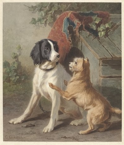 Dos perros en un corral de Conradijn Cunaeus