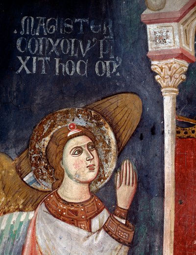 Virgen con niño rodeada de ángeles, (detalle) - fresco de Consolo 