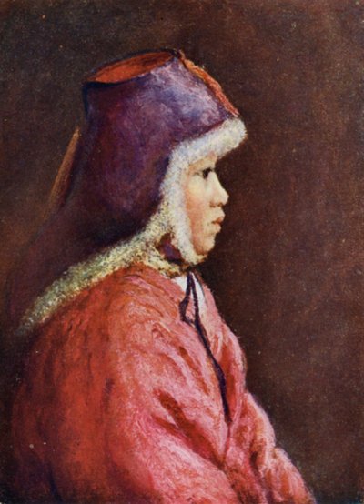Una niña coreana con vestido de invierno (litografía en color) de Constance J.D. Coulson