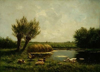 Estanque de patos (óleo sobre lienzo) de Constant Artz