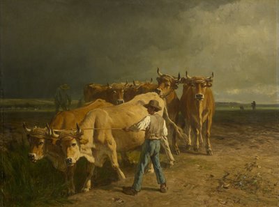 Bueyes arando, 1860 de Constant Emile Troyon