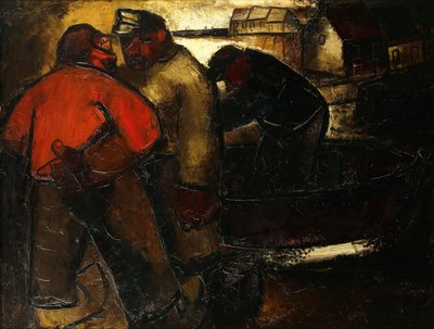 Pescadores; Les Pecheurs - De Vissers (anverso), c.1923-24 (óleo sobre lienzo) de Constant Permeke