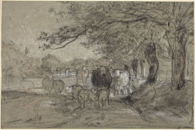 Vacas y ovejas bajo los árboles de Constant Troyon