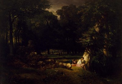 Los bañistas (Claro en el bosque) de Constant Troyon
