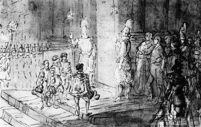 Guardias suizos y soldados franceses en el Vaticano, 1930 de Constantin Guys