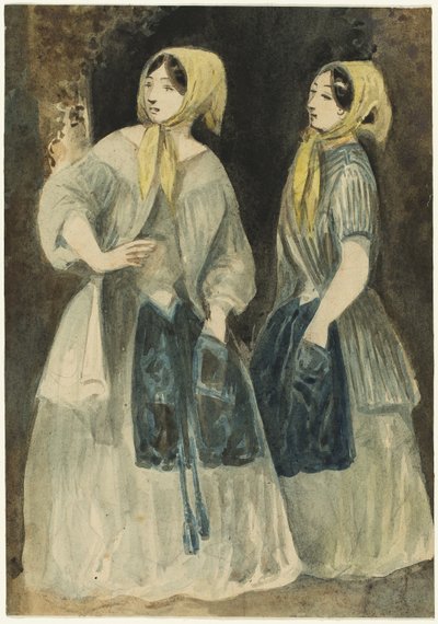 Dos mujeres con pañuelos amarillos de Constantin Guys