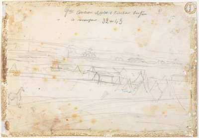 Escena de campamento de guerra, reverso, siglo XIX de Constantin Guys